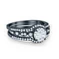 thumbnail image 2 of Trio Set Three Piece Round Ring Black Tone CZ 925 Sterling Silver Size 9, 2 of 4