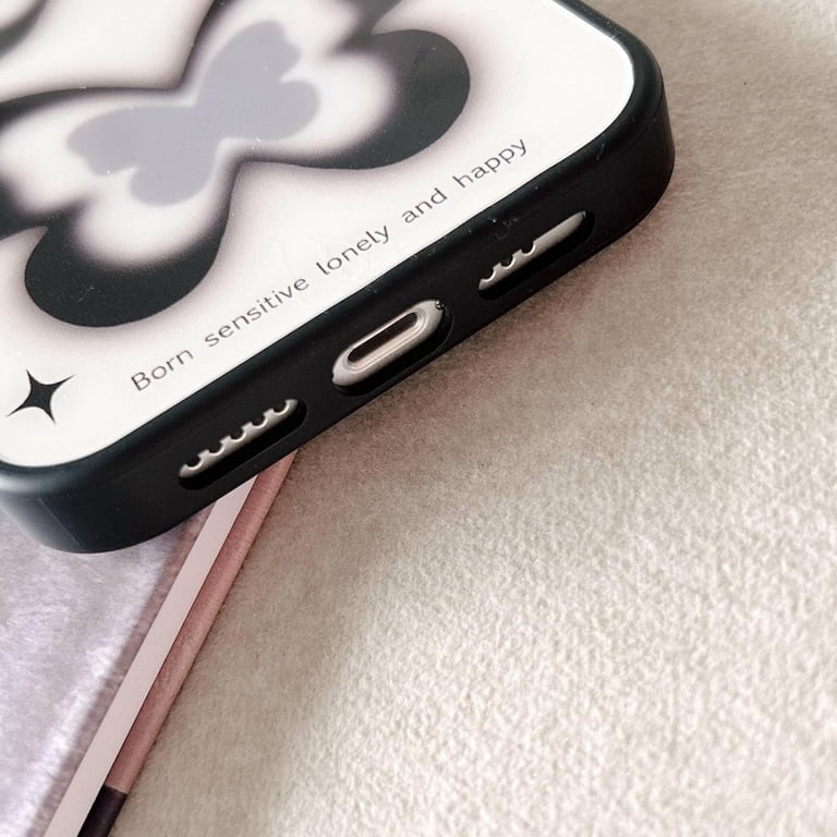 Retro Y2K Black Butterfly Phone Case Compatible with iPhone 12/12