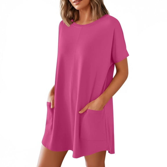 Nuoqisi Rompers for Women Casual Short Sleeve Oversized Athletic Workout Reversible Hot Shot Tee Romper Deep Pockets