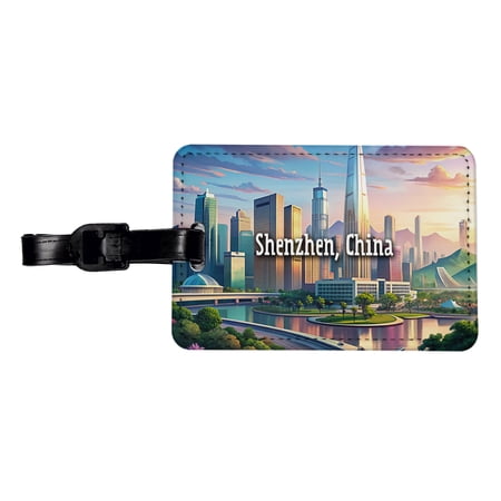 Shenzhen, China Travel City Country Stamp Faux Leather Travel Luggage Tag