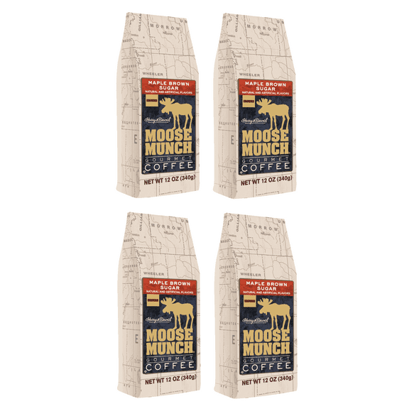 Harry & David Moose Munch Maple Brown Sugar, Medium Roast Ground Coffee, 12 Oz, 4 Pack