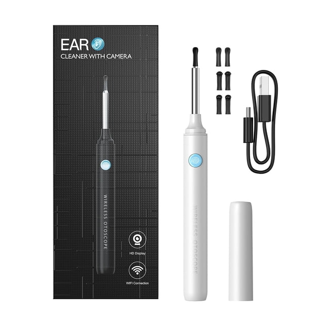 Methold Juego de removedor de cerumen, Kit de extracción, herramienta de limpieza de oídos para el hogar, palillos visuales para adultos, Electrónica Blanco