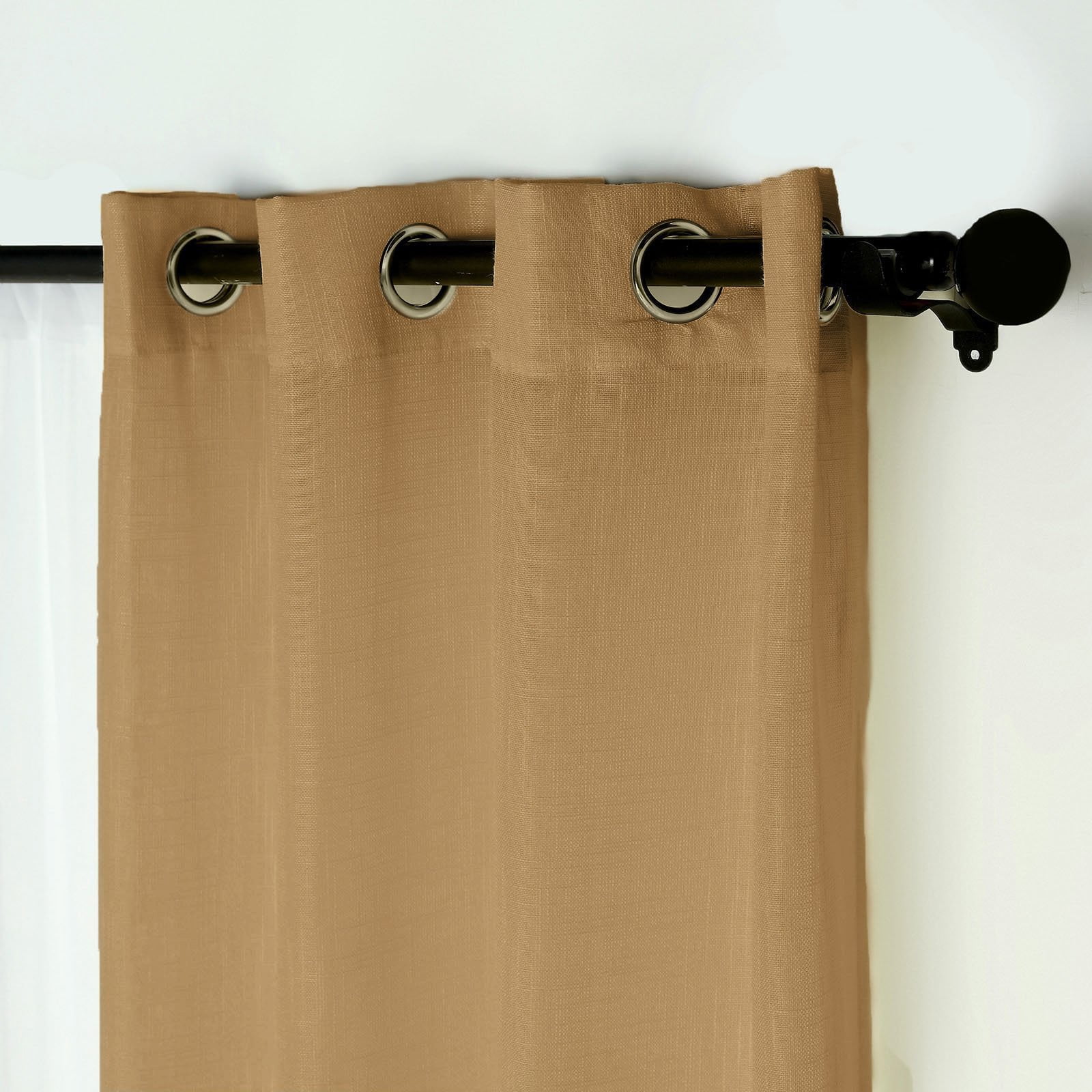BalsaCircle 2 Natural 52x64" Faux Linen Sheer Curtains Chrome Grommets Window Treatments Decorations