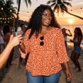 thumbnail image 3 of GRACE & GRANDEUR Women's Plus Size Tops Polka Dots V Neck 3/4 Sleeves Peplum Hem Babydoll Blouses 1X Orange, 3 of 9