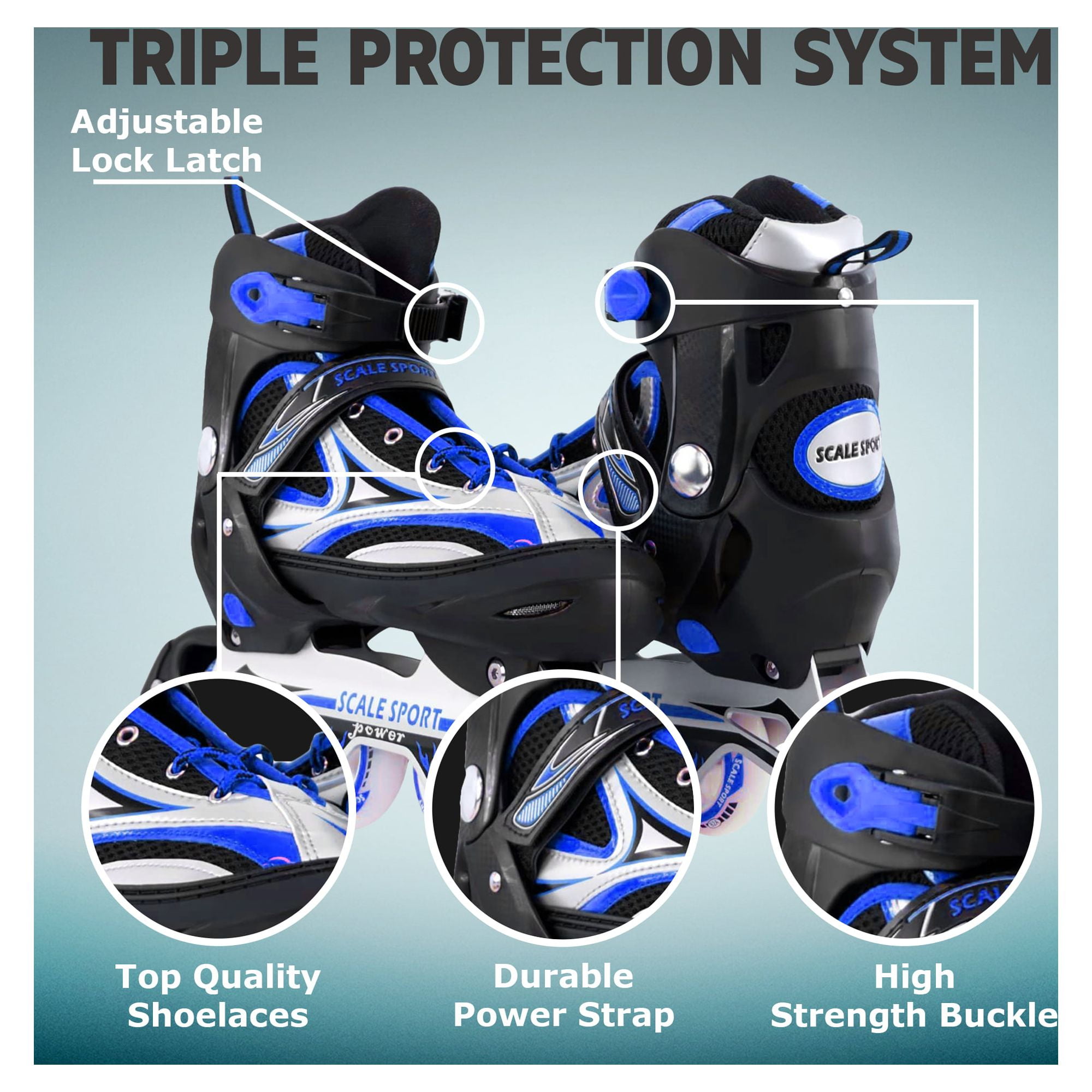 Size 8-11 Adjustable Inline Skates for Adults, Blue