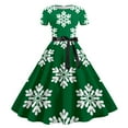 thumbnail image 1 of Qertyioot Robe Imprimée de Noël pour Femmes, Mode Hiver Manches Courtes Vintage Décontractée, 1 of 3
