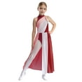 thumbnail image 2 of iiniim Kids Girls Sleeveless Halter Neck Modern Lyrical Ballet Dance Color Block Leotard Dress Dancewear Burgundy 8, 2 of 7