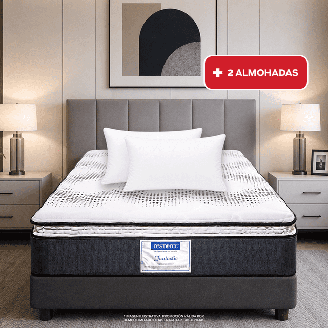 Colchon Restonic King Size Fantastic + 2 Almohadas SC