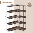 thumbnail image 3 of Costway Corner Bookshelf 5-Tier L-Shaped Bookcase 71" Tall Etagere Bookshelf with Metal Frame Brown, 3 of 11
