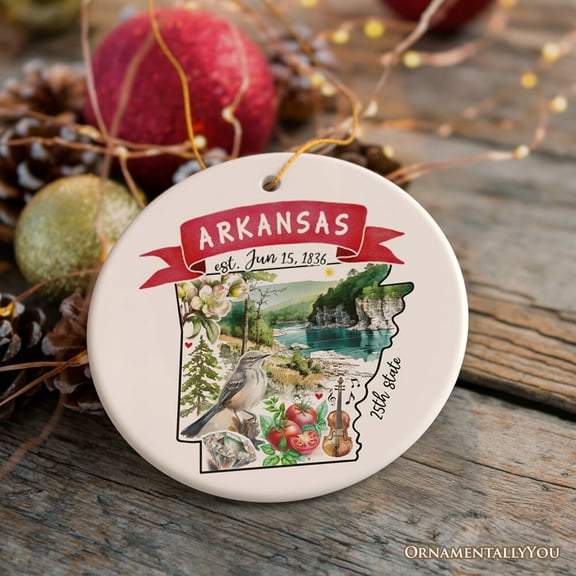 Artistic Arkansas State Themes and Landmarks Christmas Ornament