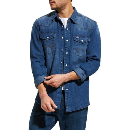 UPC 191057068256 product image for Wrangler Men's Long Sleeve Western Denim Shirt | upcitemdb.com