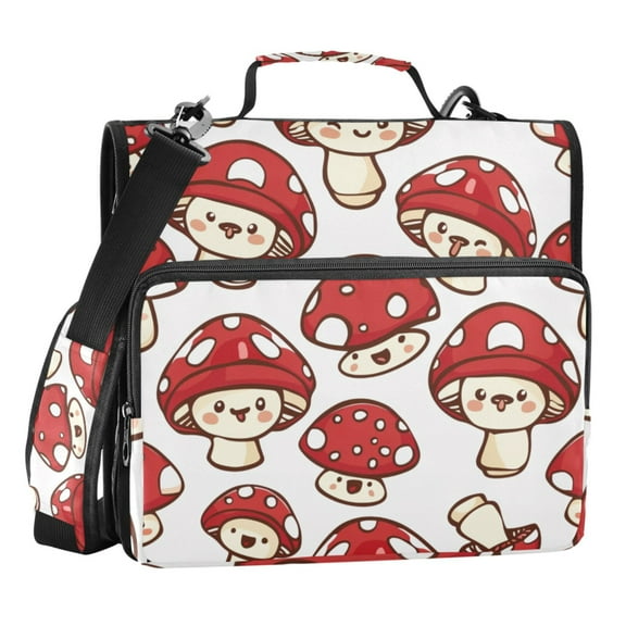 ALAZA Zipper Binder Cute Mushrooms 3 Ring Trapper Keeper File Folder Organizer Bag