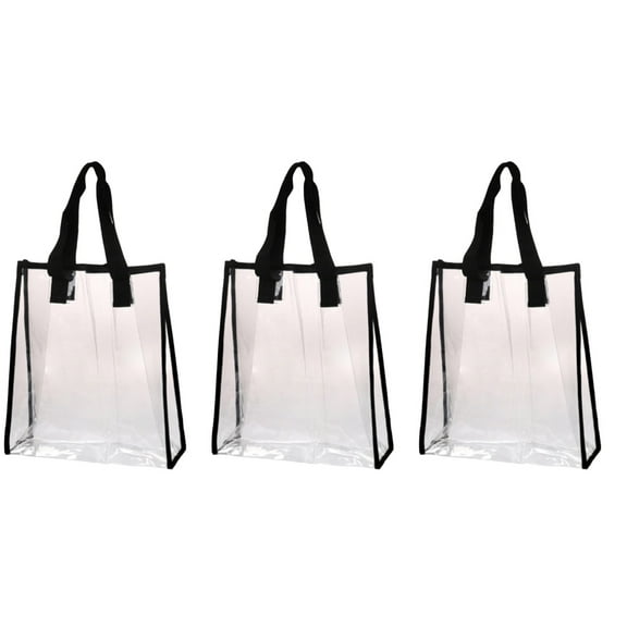 FRCOLOR 3 pcs Environmentally Friendly Handbag Transparent Waterproof PVC Clear Bag Tote bag(20x14x6cm)