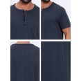 thumbnail image 7 of DARING DIVA Men's Henley Short Sleeve Button Down Jacquard Knitted T-Shirt M Dark Blue, 7 of 7