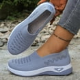 thumbnail image 6 of IEMIEMIEM Orthopedic Casual Shoes for Women Arch Support Non Slip Slip on Sneakers Breathable Knitted Mesh Stretch Volleyball Shoes Soft 2026 New Foam Shoes Blue 7 Wide, 6 of 8