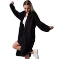 thumbnail image 2 of Women'S Loose V-Neck Long-Sleeved Knitted Cardigan Fall Winter over-Knee Length Lazy Style Coat Black One size, 2 of 7
