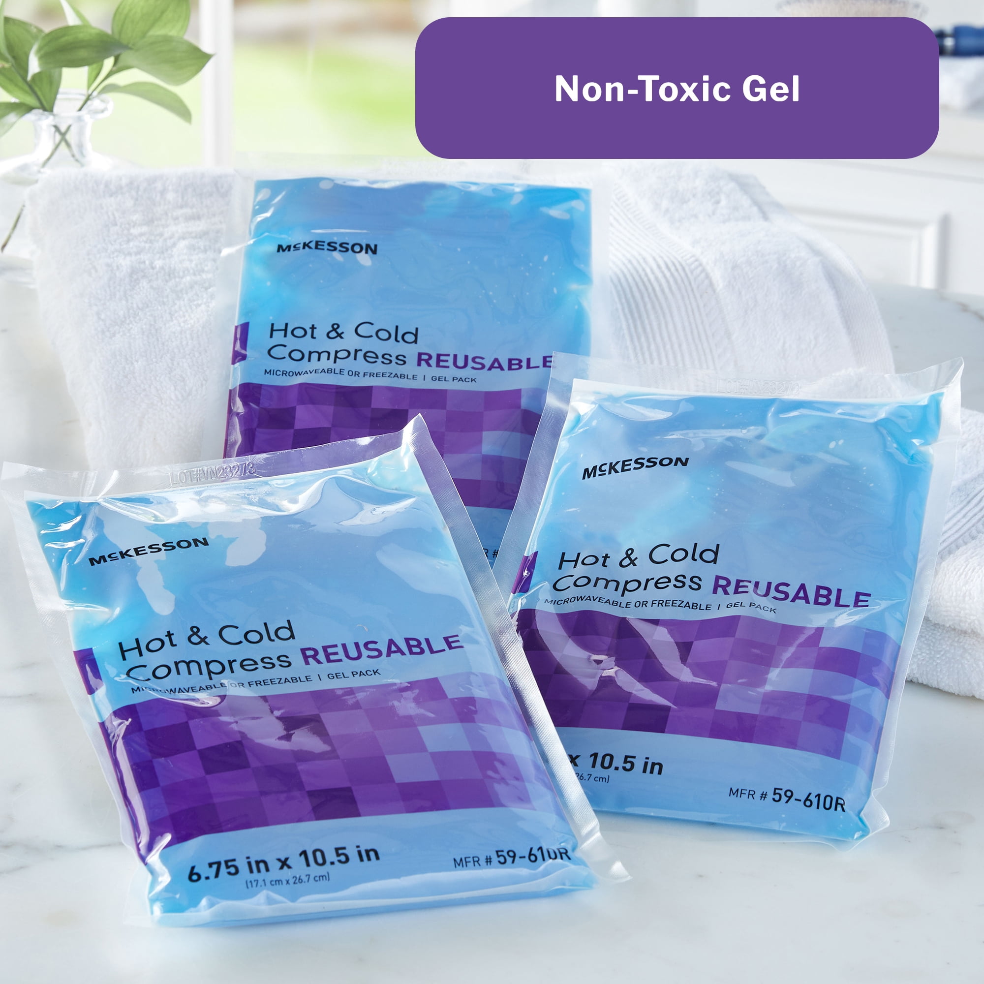 McKesson Hot and Cold Pack, Reusable Gel Compress for Injury, 6.75 in x 10.5 in, 1 Count, 24 Packs, 24 Total