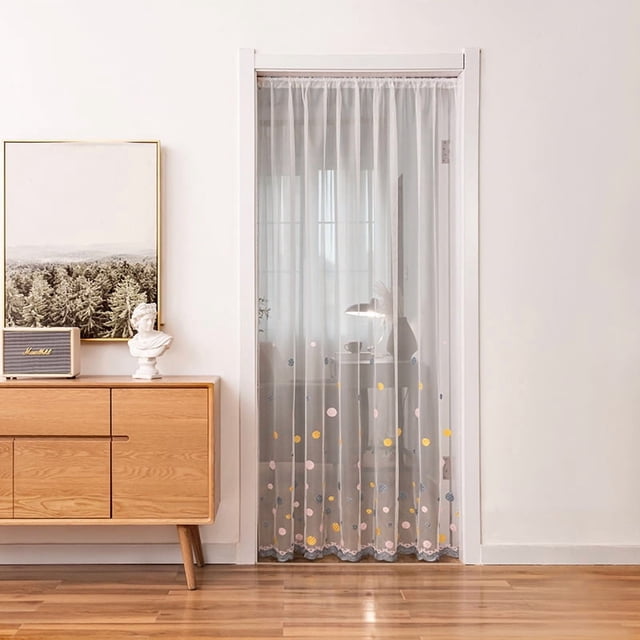 Curtains and Drapes, Rod Pocket & Back Tab semitransparent with Light Through Vertical Window Treatments for Sliding Glass Door & Living Room (Include Telescopic Rod)