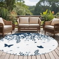 thumbnail image 4 of Round Area Rugs Collection 6 Ft, Blue Spring Botanical Non-Slip Residential Carpet, Weeping Eucalyptus Butterfly Indoor Crawling Mats Runner Rugs for Living Room/Dining Room/Bedroom, 4 of 8