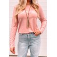 thumbnail image 2 of POGLIP Women's Pink Open Back Long Sleeve Knit Top, 2 of 6