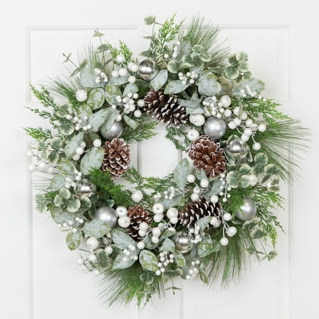 Mixed Pine with Pinecones and Ornaments Artificial Christmas Wreath - 28" - Unlit