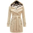 thumbnail image 3 of Womens Double Breasted Trench Coat Classic Lapel Belt Peacoat Fall Winter Warm Overcoat Outerwear with Hood, 3 of 4