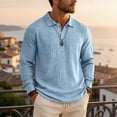 thumbnail image 7 of Havenx Mens Slub Cotton Linen Polo Shirts Long Sleeve Button Down Polo Shirt Collared Tshirts Soft Lightweight Summer Ultra Comfortable Clothes,Light Blue XL, 7 of 7