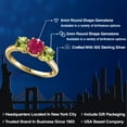 thumbnail image 2 of Gem Stone King 18K Yellow Gold Plated Silver Red Ruby and Green Peridot Engagement Ring for Women | 2.10 Cttw | Round 6MM | Gemstone July Birthstone | Size 9, 2 of 6