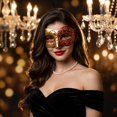thumbnail image 4 of Masquerade Mask Red Gold Glitter for Women Venetian Style Half Eye Accessory for Masquerade Party Mardi Gras Prom Evening Gala Formal Event, 4 of 5