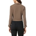 thumbnail image 3 of INSPIRE CHIC Women's Notched Lapel Ruched Sleeve Jackets Business Cropped Blazer M Coffee, 3 of 6