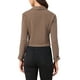 thumbnail image 3 of Chaquetas de manga fruncida con solapa de muesca para mujer Inspire Chic, blazer de negocios recortado L, color café, 3 of 6