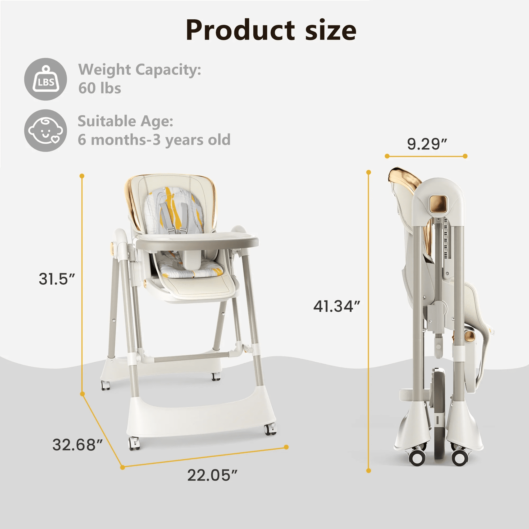 TouHeart Baby High Chair Swing Combo, 3-in-1 Convertible Highchair for Babies and Toddlers with Wheels, Beige