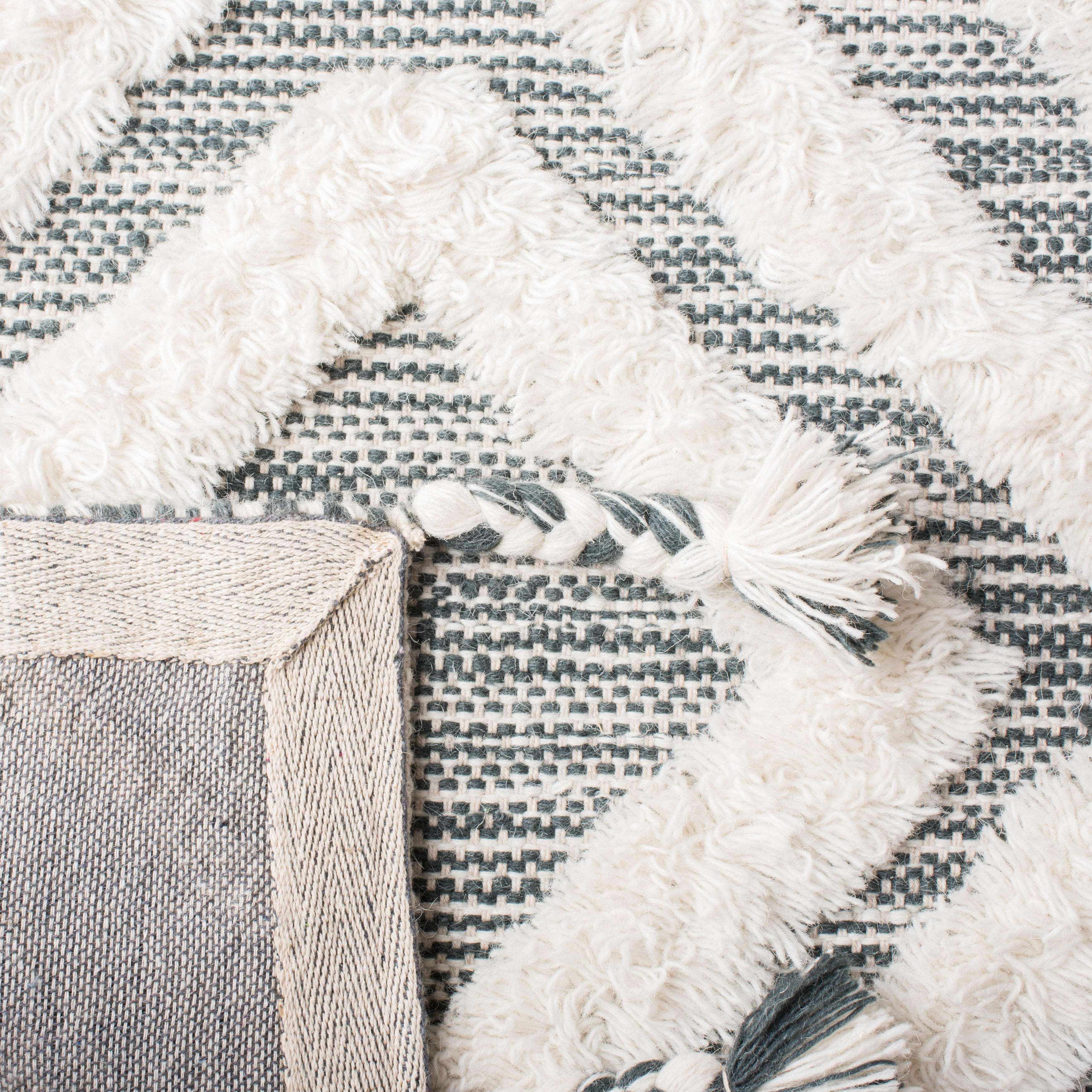 SAFAVIEH Kenya Arline Geometric Wool Area Rug, Teal/Ivory, 9' x 12'