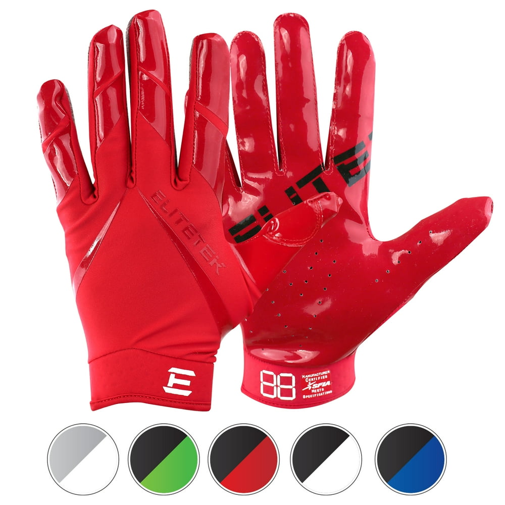 EliteTek RG14 Football Gloves (Red, Youth XXS)