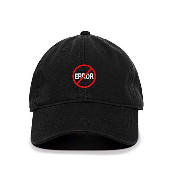 No Error Baseball Cap Embroidered Cotton Adjustable Dad Hat Black