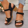 thumbnail image 2 of Dress High Heels Sandals for Women Summer 2025 Trendy Leather Casual Peep Toe Chunky Heeled Dress Sandals, 2 of 5