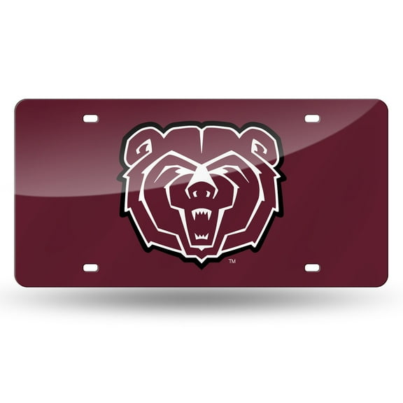 Missouri State University Bears Premium Laser Cut Tag License Plate, Colored Mirrored Acrylic Inlaid, 12x6 Inch