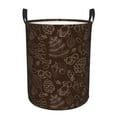 thumbnail image 1 of Balery Autumn Brown Plants Cesta de ropa redonda con asas, impermeable, independiente, para ropa, juguetes, dormitorio y familia-Small, 1 of 6