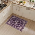 thumbnail image 2 of ODIKA 3'x5' Washable Throw Rug Stain Resistant, Low Profile, Non-Slip Pink Purple Damask Symmetrical Ornamental Ivory Border for Entryway, Kitchen, Mudroom, 2 of 7