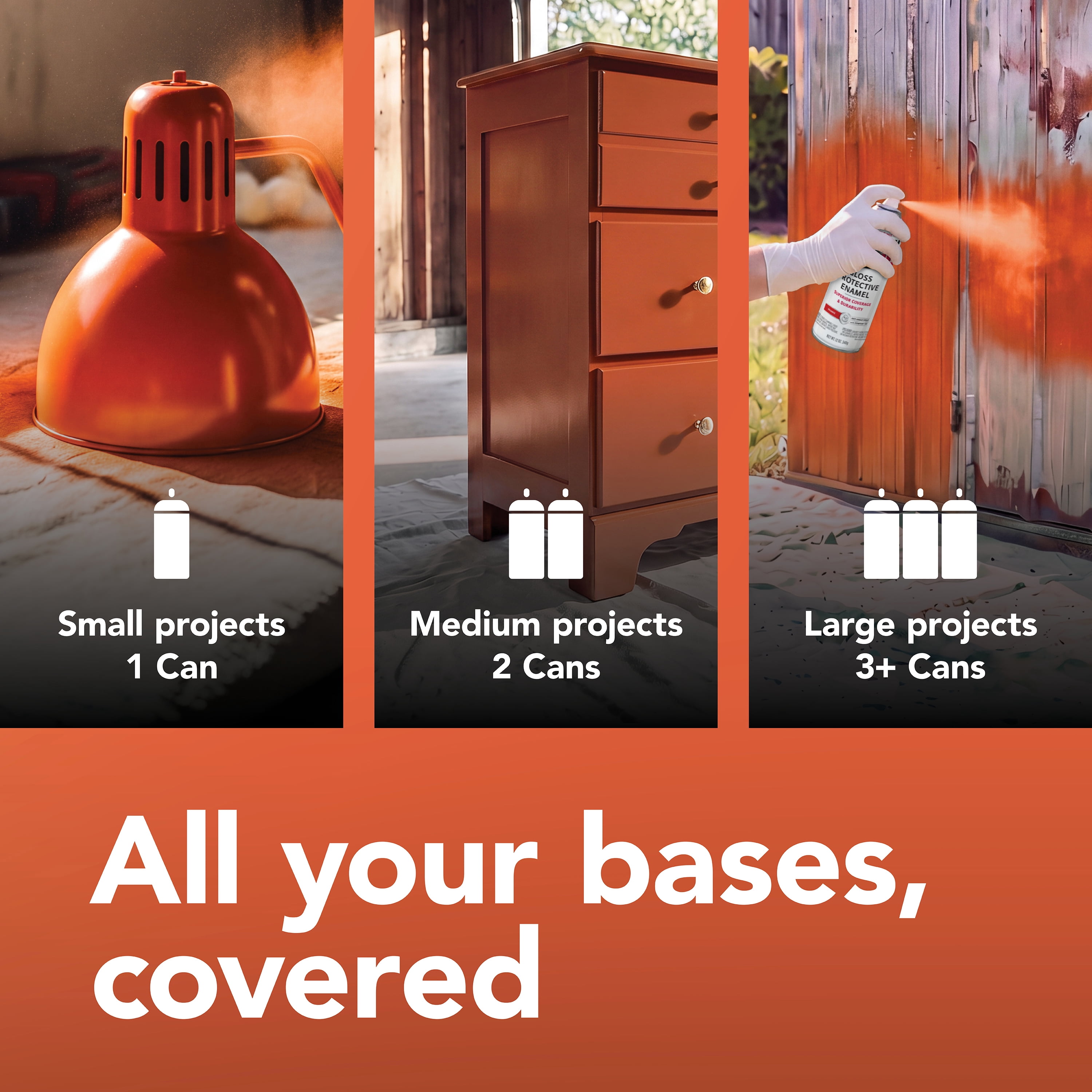 (6 pack) Orange, Rust-Oleum Stops Rust Protective Enamel Gloss Spray Paint-214084, 12 oz