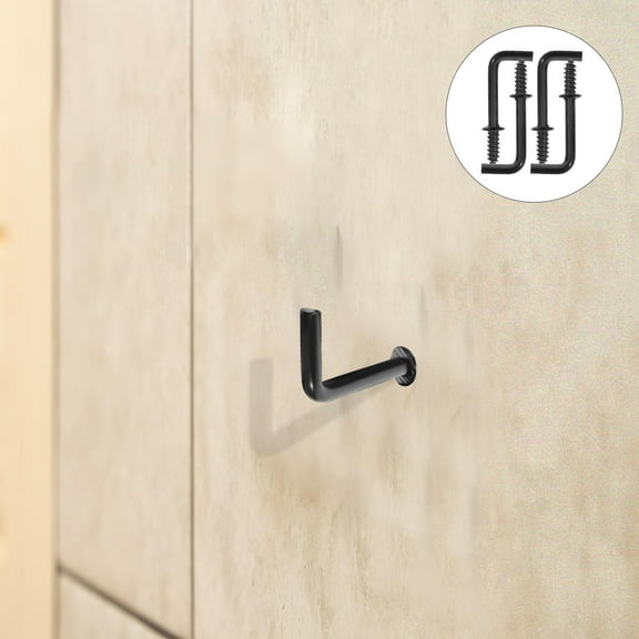 ibasenice 100Pcs Black Metal Screw in Hooks L Shaped Self Tapping Hooks for Jewelry and Picture Hanging