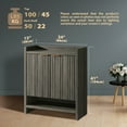 thumbnail image 2 of ARKANTOS Shoe Cabinet with 2 Fluted Doors and Shelves for Entryway Charcoal Oak, 2 of 6