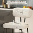 thumbnail image 6 of Solfway Counter Height Bar Stools Set of 2, 26" White Fabric Kitchen Counter Stools with Backs, Metal Legs, Footrest and Wide Seat, Bar Chairs for Kitchen Island, 6 of 7