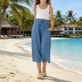 thumbnail image 5 of Ruyang Teen Girls Cotton Linen Capri Pants Kids Summer Preppy Casual Cropped Pants Cozy Lightweight Drawstring Baggy Trousers Cute, 5 of 9