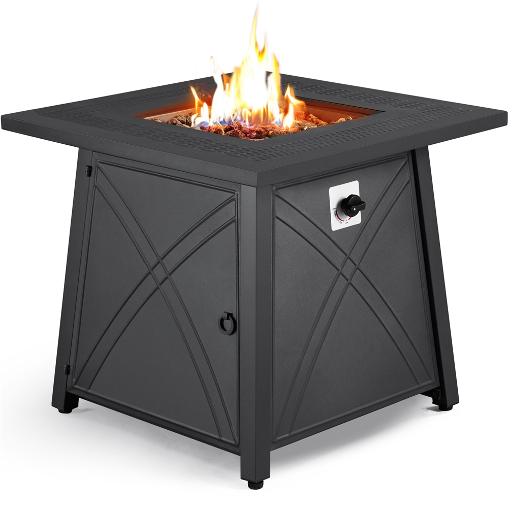 Yaheetech 28'' Propane Gas Fire Pit with Lid and Iron Tabletop, Black - image 3 of 14