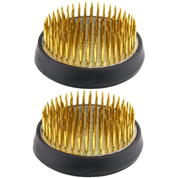 2pcs Flower Arrangement Flower Fixing Tool with Rubber Base Flower Arranger Frog Pin Vintage Flower Vase Round Planter DIY Tools Flower Arrangement Copper Needle Holder Black Mini