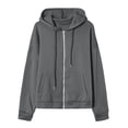 thumbnail image 5 of Zip Up Hoodie for Women Fall Fashion 2026 Long Sleeve Zip Up Lightweight Sweatshirts Loose Fit Casual Workout Plain Hoodie Gray S, 5 of 7