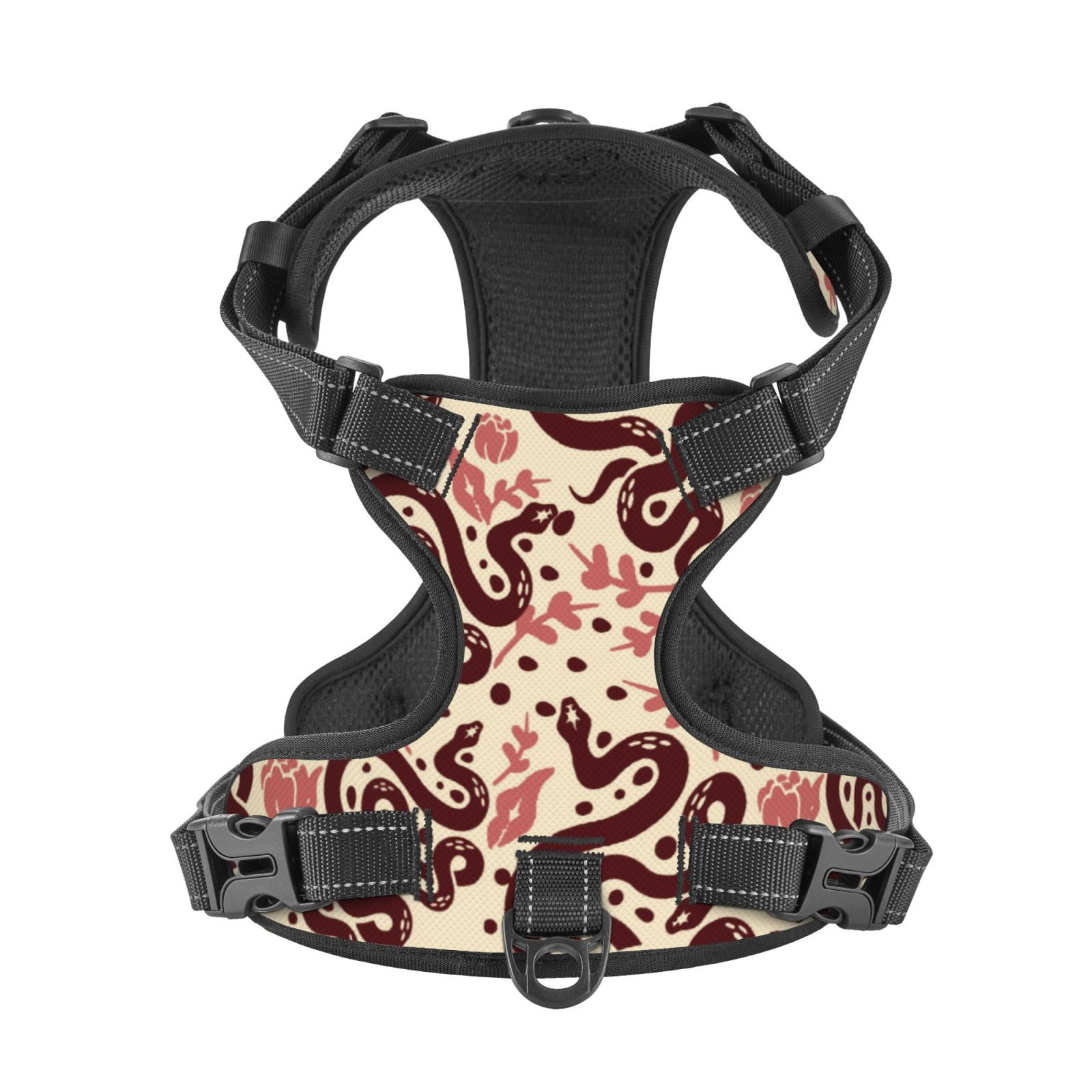 Kdxio Snake Print No Pull Dog Harness Adjustable Reflective Oxford Easy Control Medium Large Dog Harness for Training and Everyday-Large