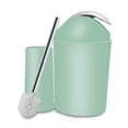 thumbnail image 3 of HERCHR 6Pcs Bathroom Accessory Set, Plastic Household Gift  Set Lotion Bottles, Toothbrush Holder, Tooth Mug, Soap Dish, Toilet Brush, Trash Can, Rubbish Bin, 3 of 7