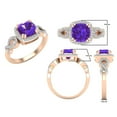 thumbnail image 3 of Dazzlingrock Collection 7mm Cushion Amethyst & Round White Diamond Halo Split Shank Engagement Ring for Women (0.25 ctw, Color I-J, Clarity I1-I2) in 14K Rose Gold, Size 7.5, 3 of 5